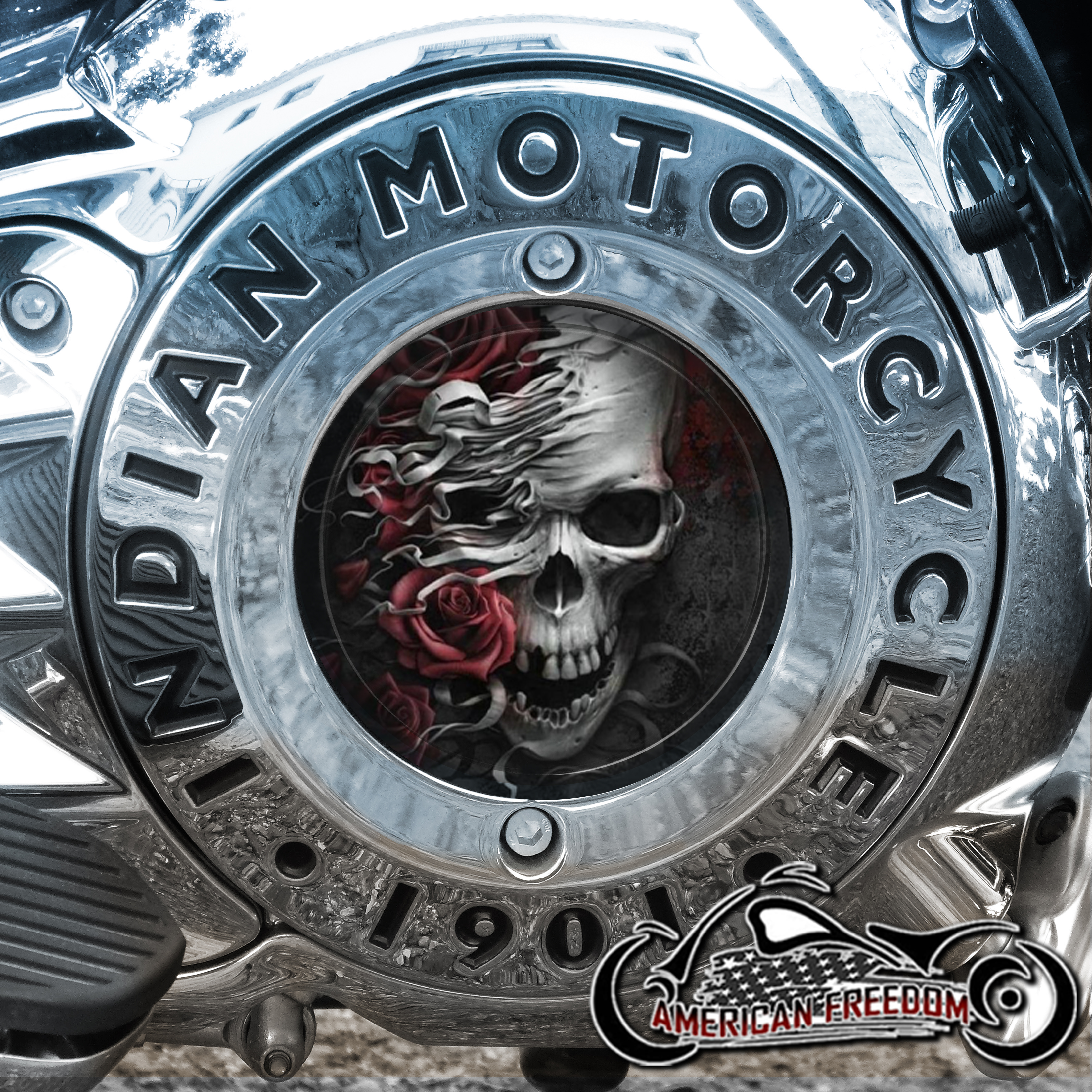 Indian Motorcycles Thunder Stroke Derby Insert - Ribboned Skull